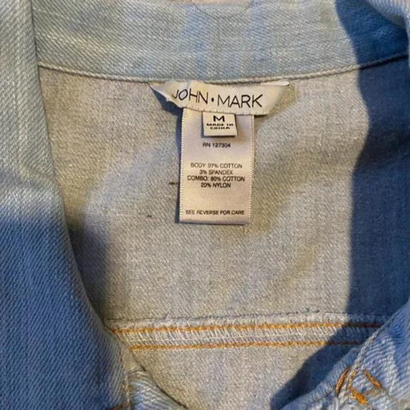 John Mark Women's Beautiful Lace Jean Jacket Tunic Size Medium - Blue (P1) - Picture 4 of 4